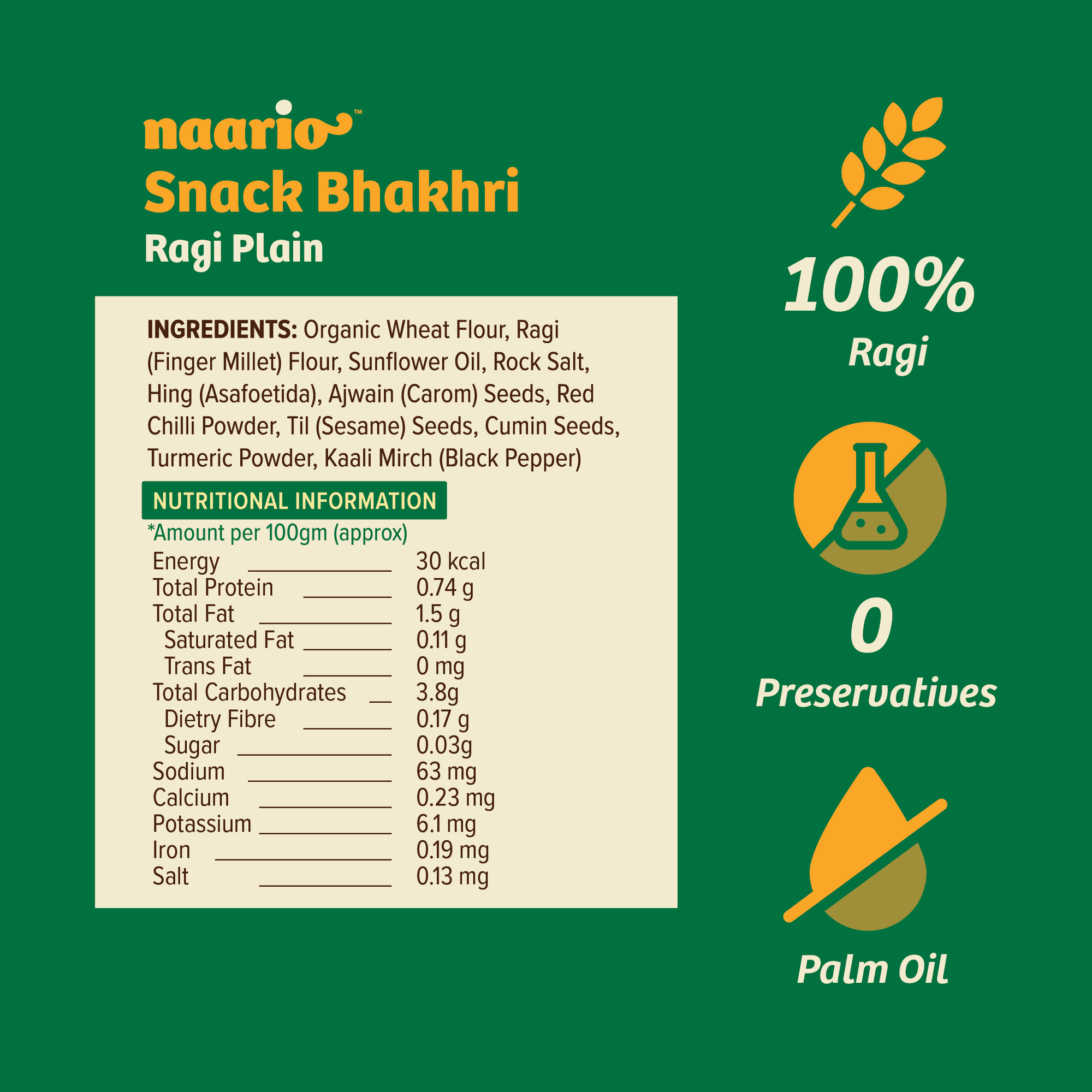 Naario Snack Bhakhri 100gm (Pack of 8)