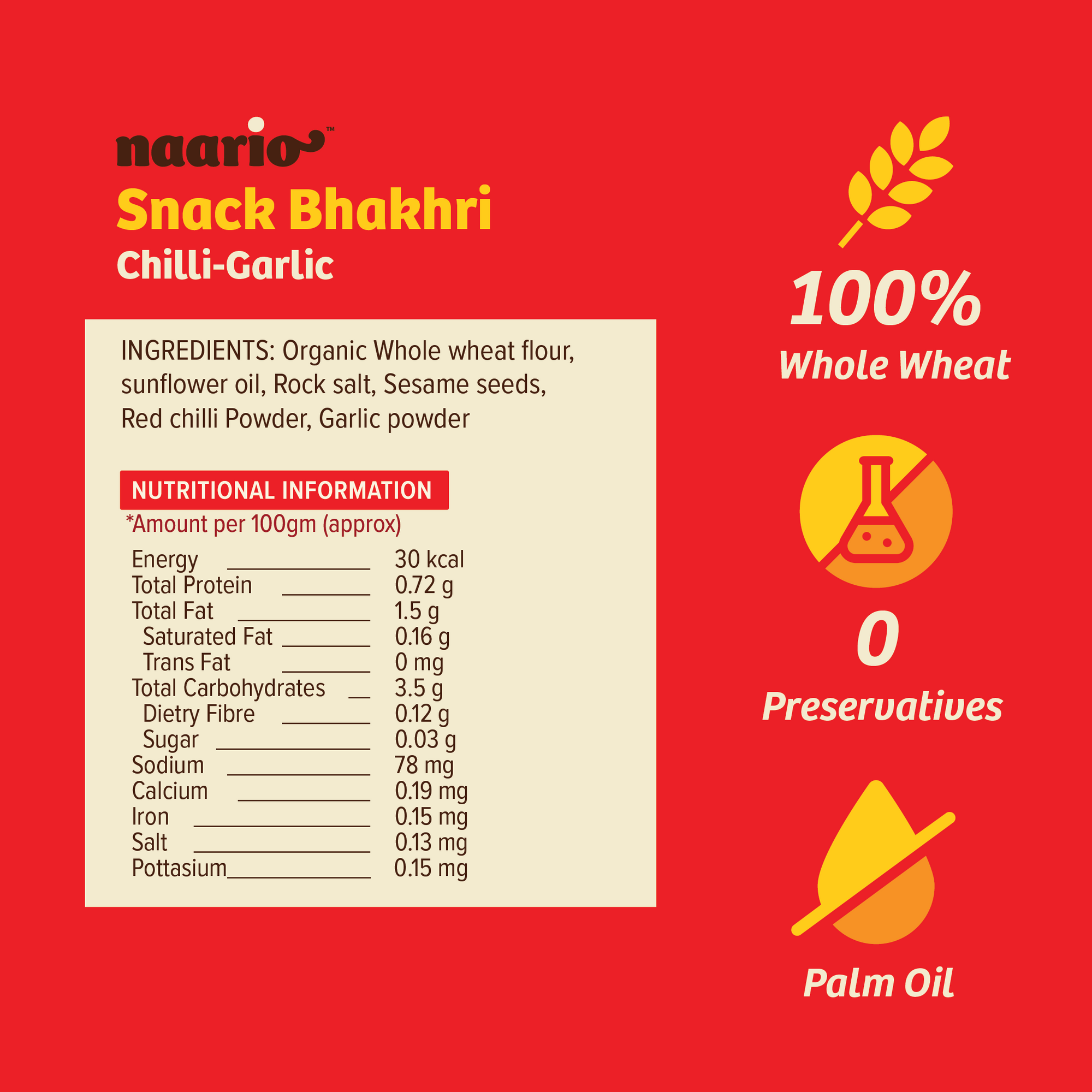 Naario Snack Bhakhri 100gm (Pack of 8)