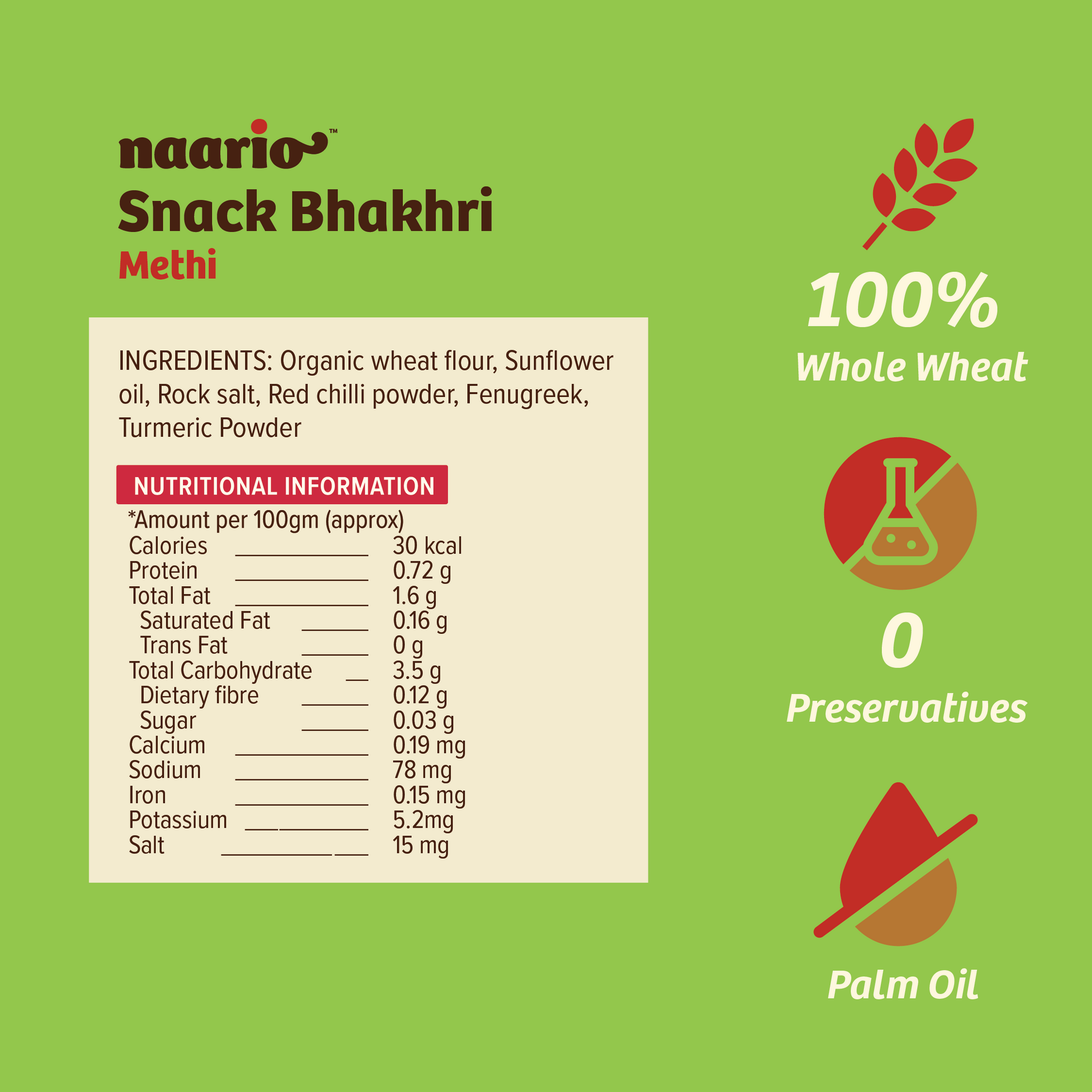 Naario Snack Bhakhri 100gm (Pack of 8)