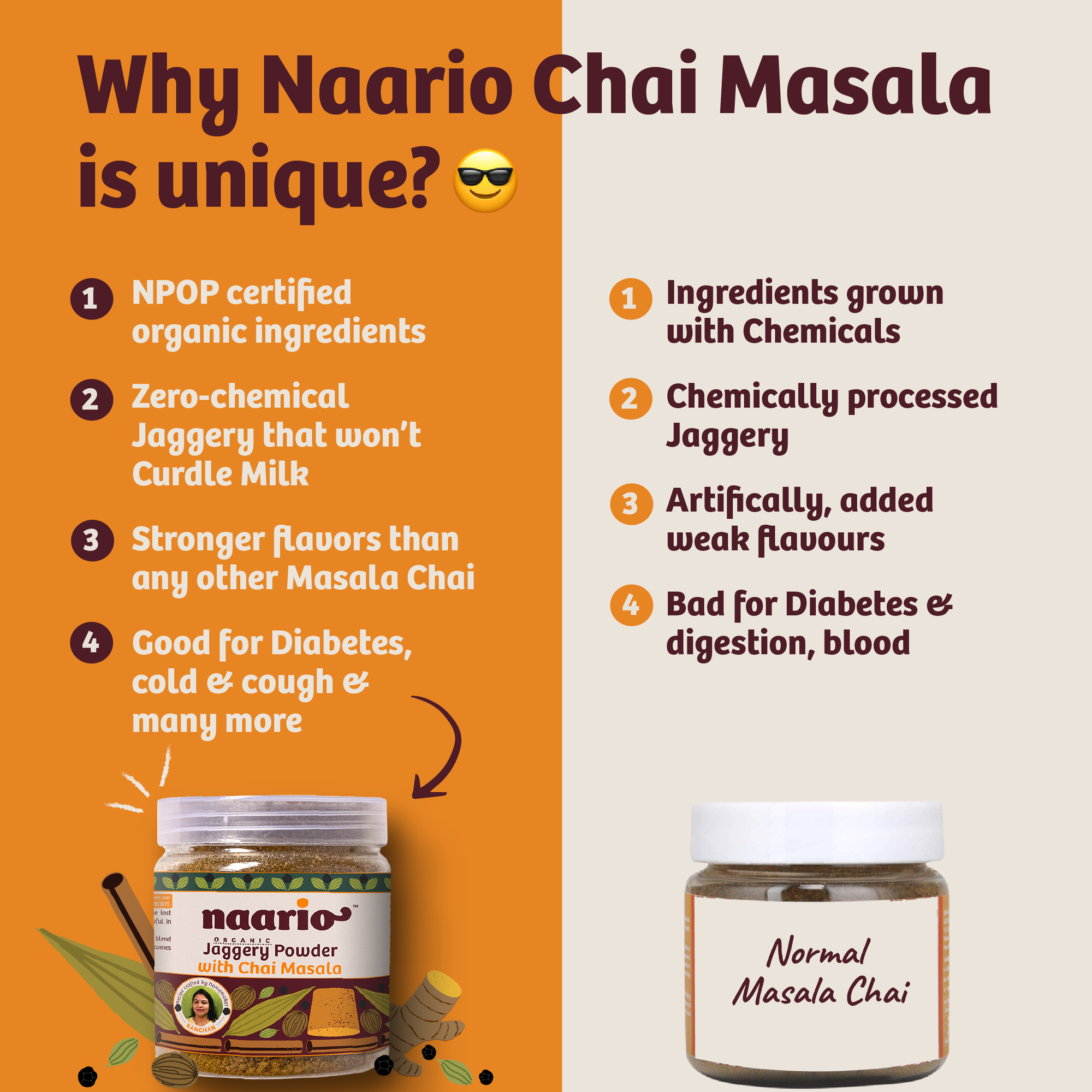 Naario Chai Masala with Jaggery Powder 200gms (Organic)