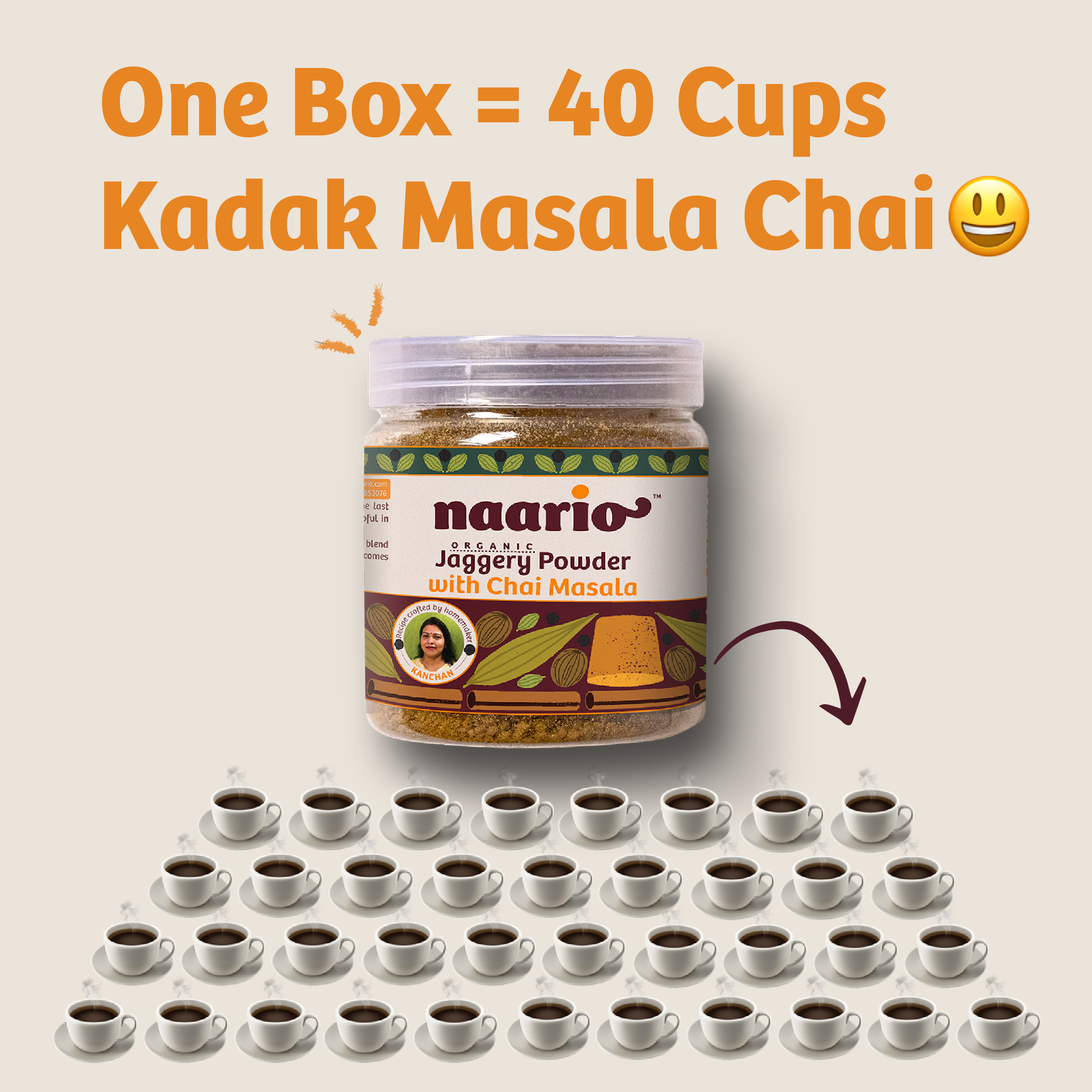 Naario Chai Masala with Jaggery Powder 200gms (Organic)